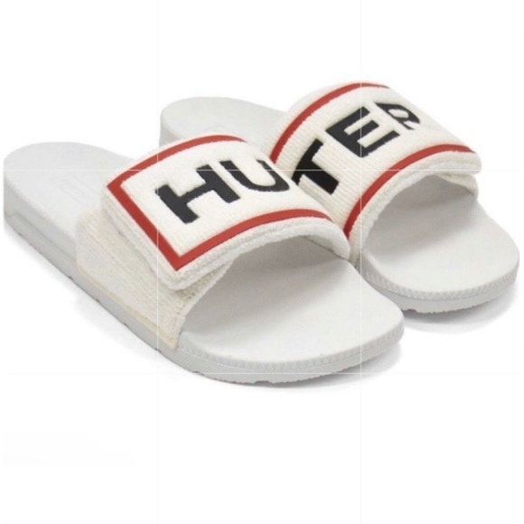 Hunter Terry Cloth Slides Sandals Slip On Logo Beach Rain Boots Brand - Picture 11 of 11